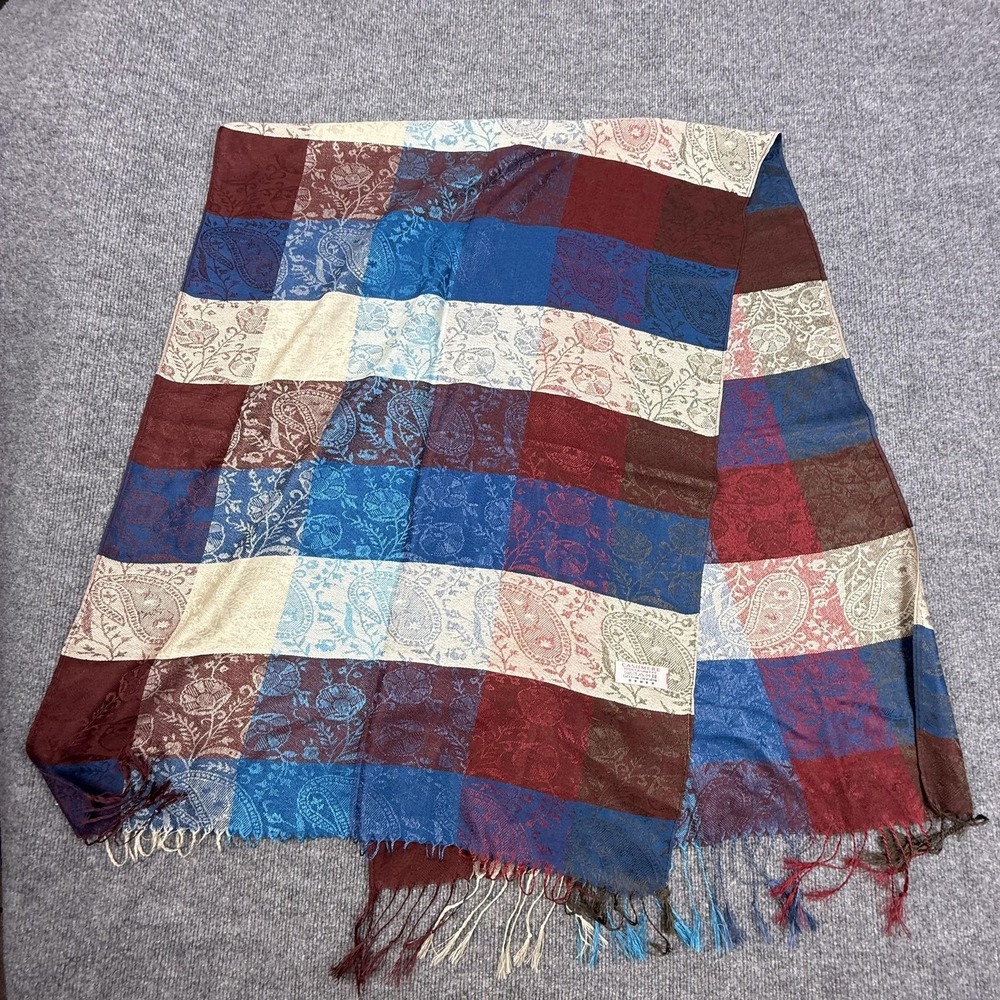 Cashmere Shawl Wrap Womens One Size Multicolor Paisley Fringe Jerusalem